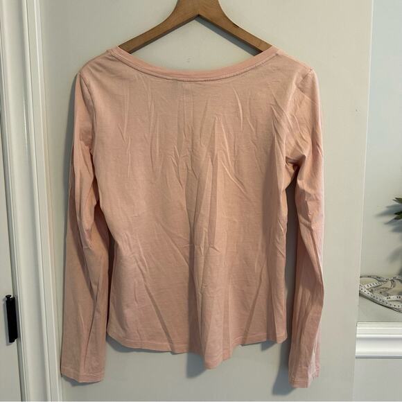 Theory Light Pink Cotton Basic Scoop Neck Long Sleeve Tee Medium - Picture 5 of 12